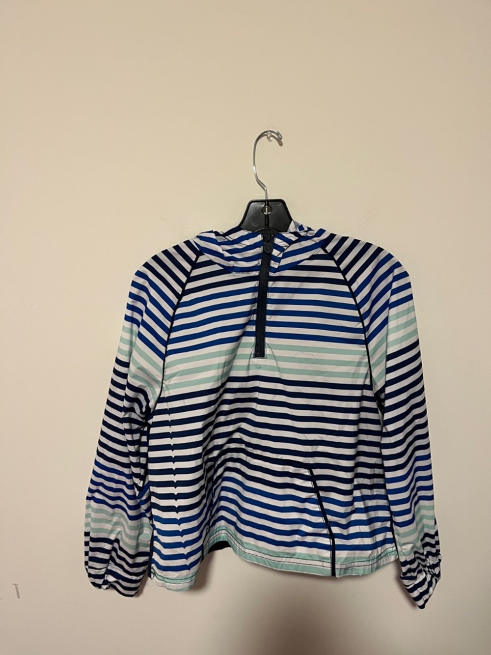 Hunter Blue, White & Mint Striped Pullover Jacket - Picture 4 of 5